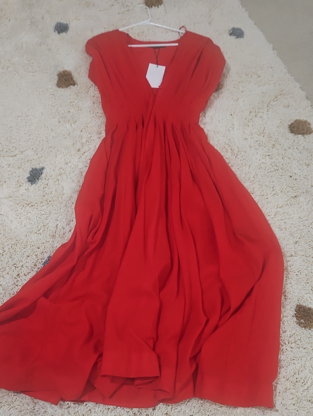 Zara Red V-Neck Maxi Dress
